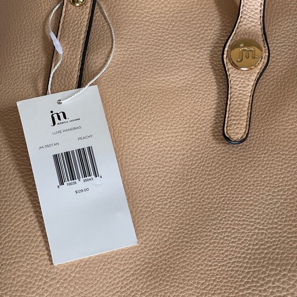 New Jessica Moore Peach Luxe Handbag Tote Purse - Picture 3 of 12